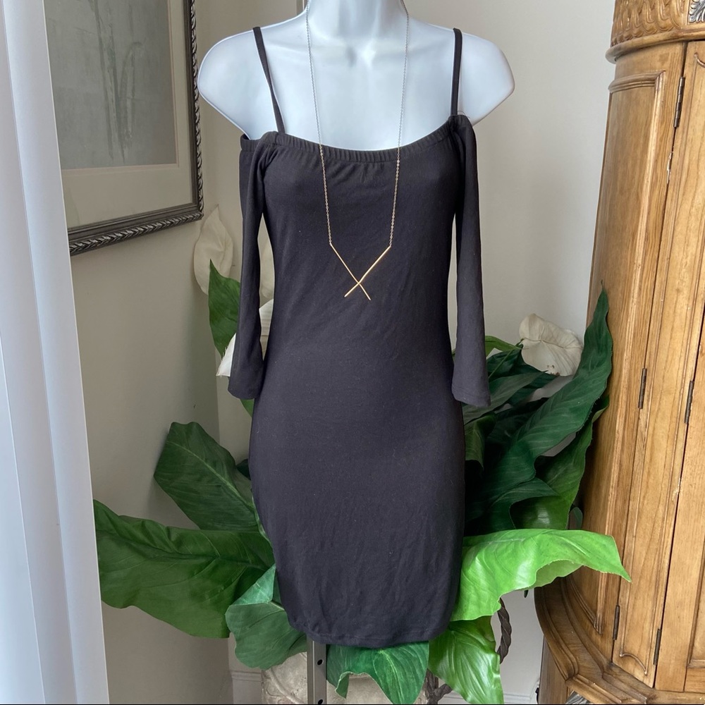 Capella Black Cold Shoulder Bodycon Mini Dress